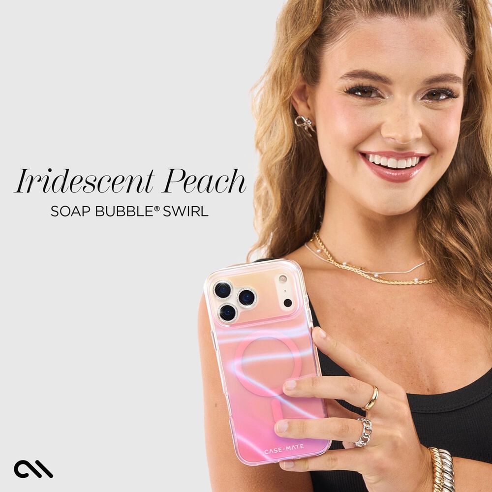 Case-Mate Peach Bubble MagSafe Case for iPhone 17 Pro Max in Peach Iridescent, , large