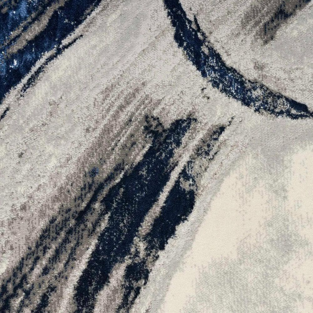 Nourison Brushstrokes 2&#39;2&quot; x 7&#39;6&quot; Grey and Navy Runner, , large