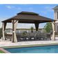 HOMLUX 12" x 16" Outdoor Hardtop Gazebo with Galvanized Steel Roof, Aluminum Frame, Curtains & Netting in Brown, , large