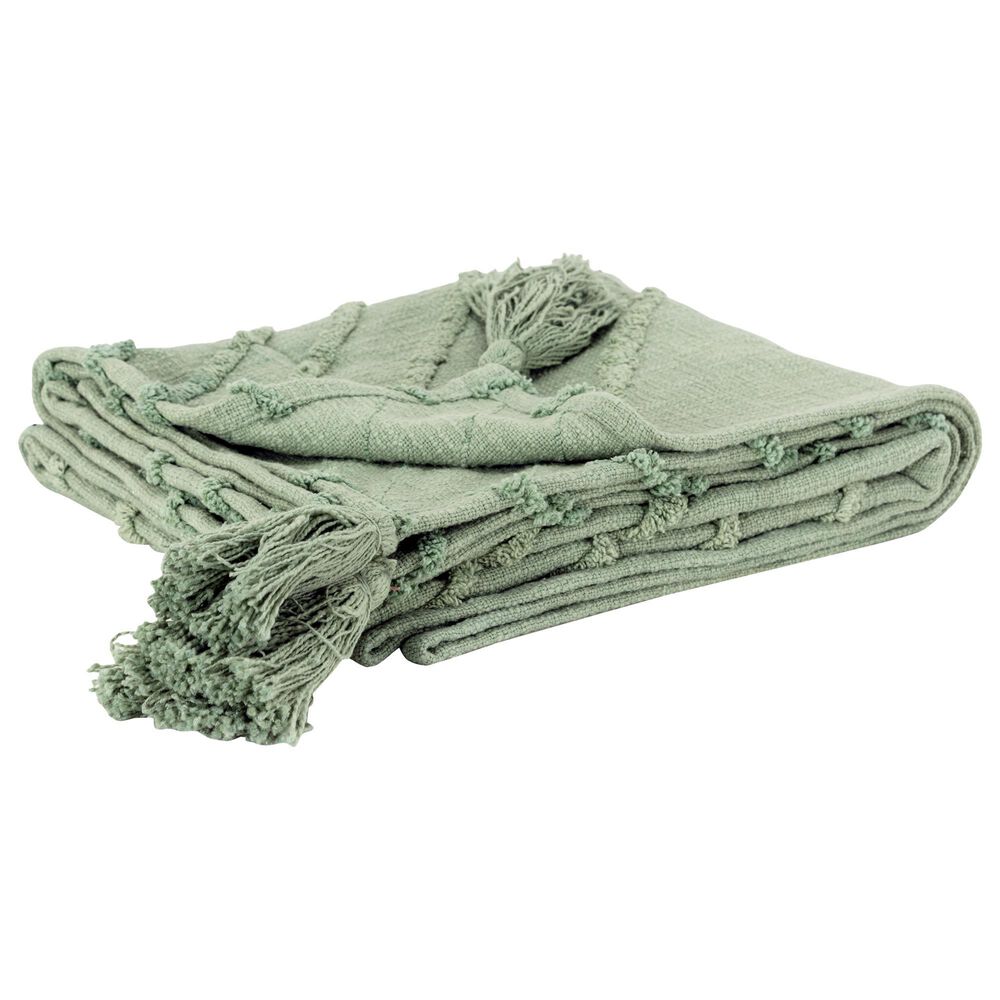 Rizzy Home 50" x 60" Geometric Throw in Green, , large