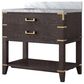Lexora Home Norwalk 36" Single Bathroom Vanity in Brown Oak with White Carrara Marble Top  and Rectangle Sink, , large