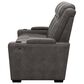 Ashley HyllMont Dual Power Reclining Console Sofa with Power Headrest in Gray, , large