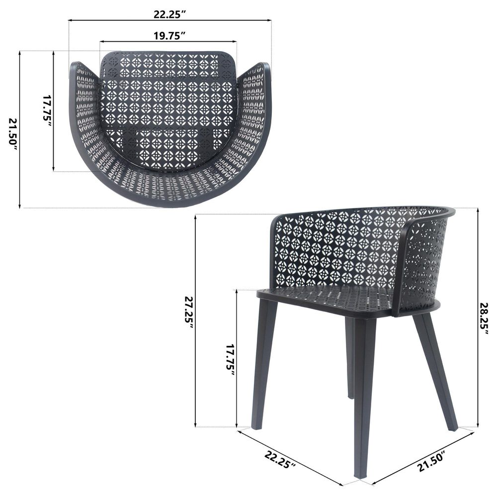 Hearth and Haven Milan Outdoor Dining Chair in Black (Set of 2), , large