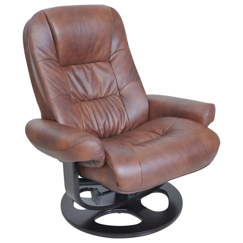 Barcalounger Jacque Pedestal Recliner and Ottoman in Whiskey, , large