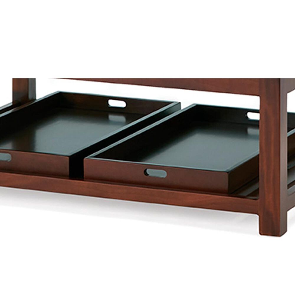 Mosser Inc Cocktail Leather Ottoman with Trays in Hornback Taupe