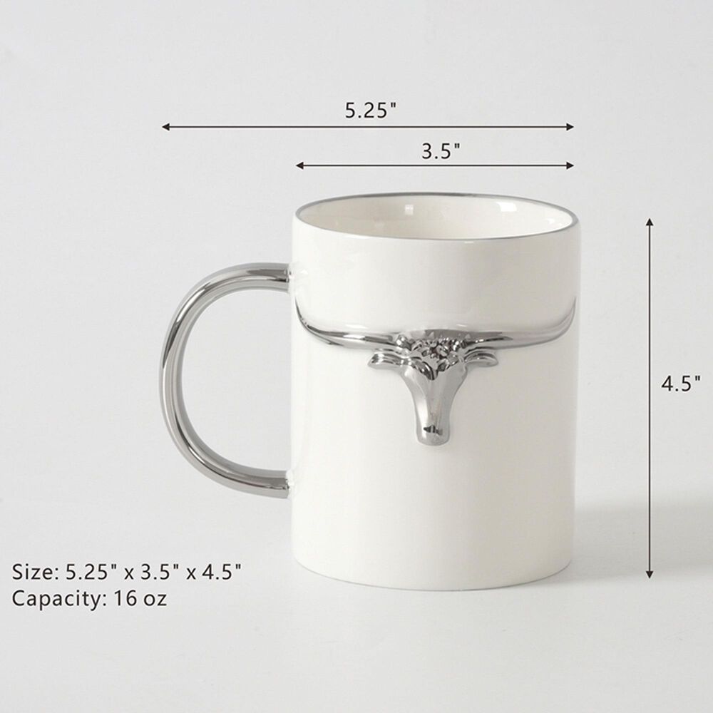 Pampa Bay Longhorns Mug in White and Silver, , large