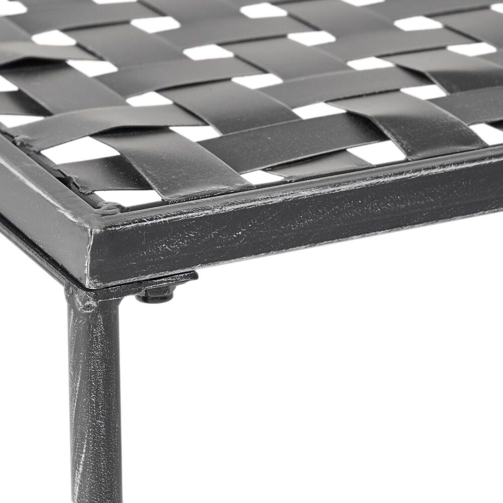 Hearth and Haven Luna Outdoor Metal Coffee Table with Lattice Top in Black, , large