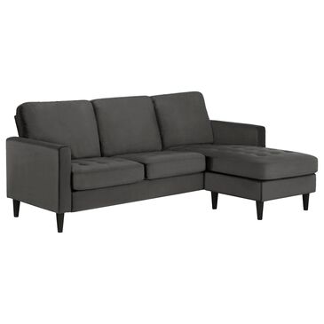 Dorel Asia Strummer 2-Piece Reversible Sectional Sofa with Chaise in Gray Velvet, , large