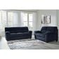 Ashley SimpleJoy Stationary Loveseat in Navy, , large