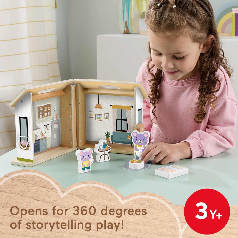 Fisher Price Wooden On-The-Go Play House Dollhouse in Multicolor, , large