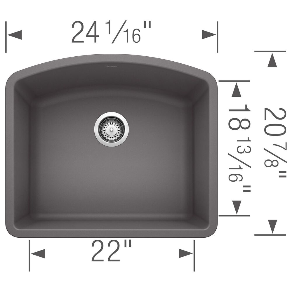Blanco Diamond 24&quot; Single Bowl Kitchen Sink in Cinder, , large
