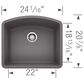 Blanco Diamond 24" Single Bowl Kitchen Sink in Cinder, , large
