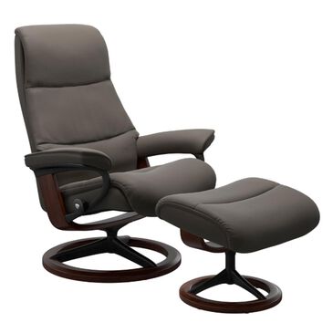 Stressless View Small Chair and Ottoman in Metal Grey, , large