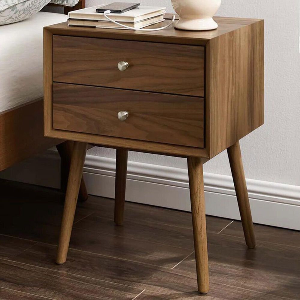 Modway Ember 2 Drawer Nightstand with AC and USB Ports in Walnut Walnut, , large