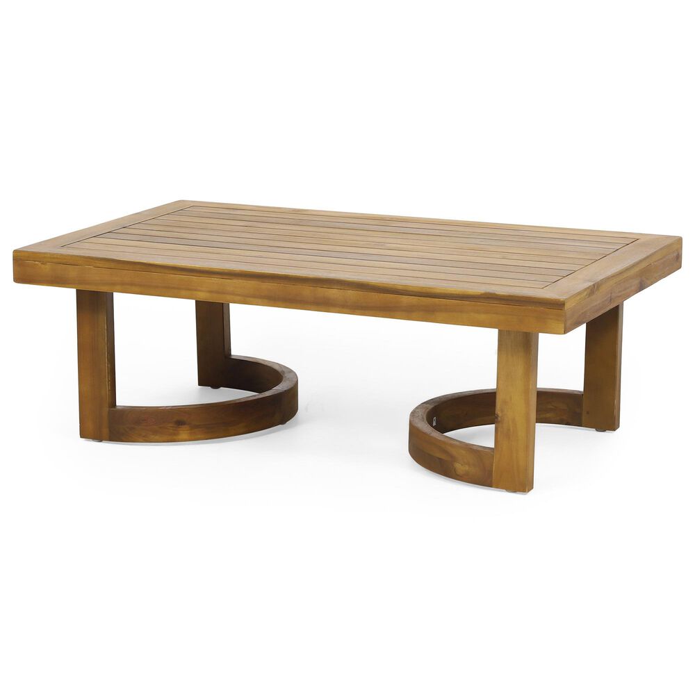 Hearth and Haven 2-Piece Outdoor Conversation Set with Beige Cushion in Teak, , large