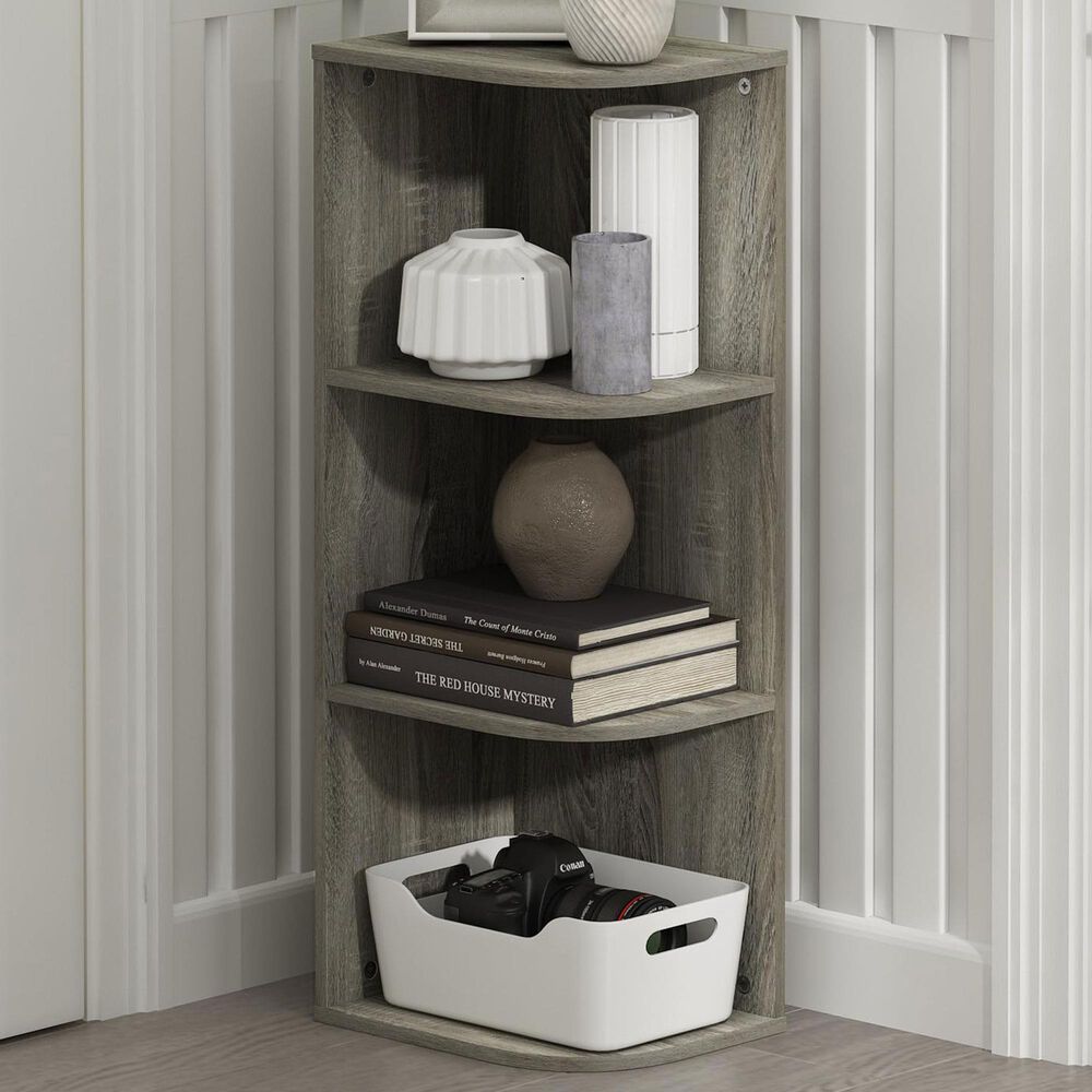 HOMLUX 3-Tier Corner Open Shelf Bookcase in French Oak, , large