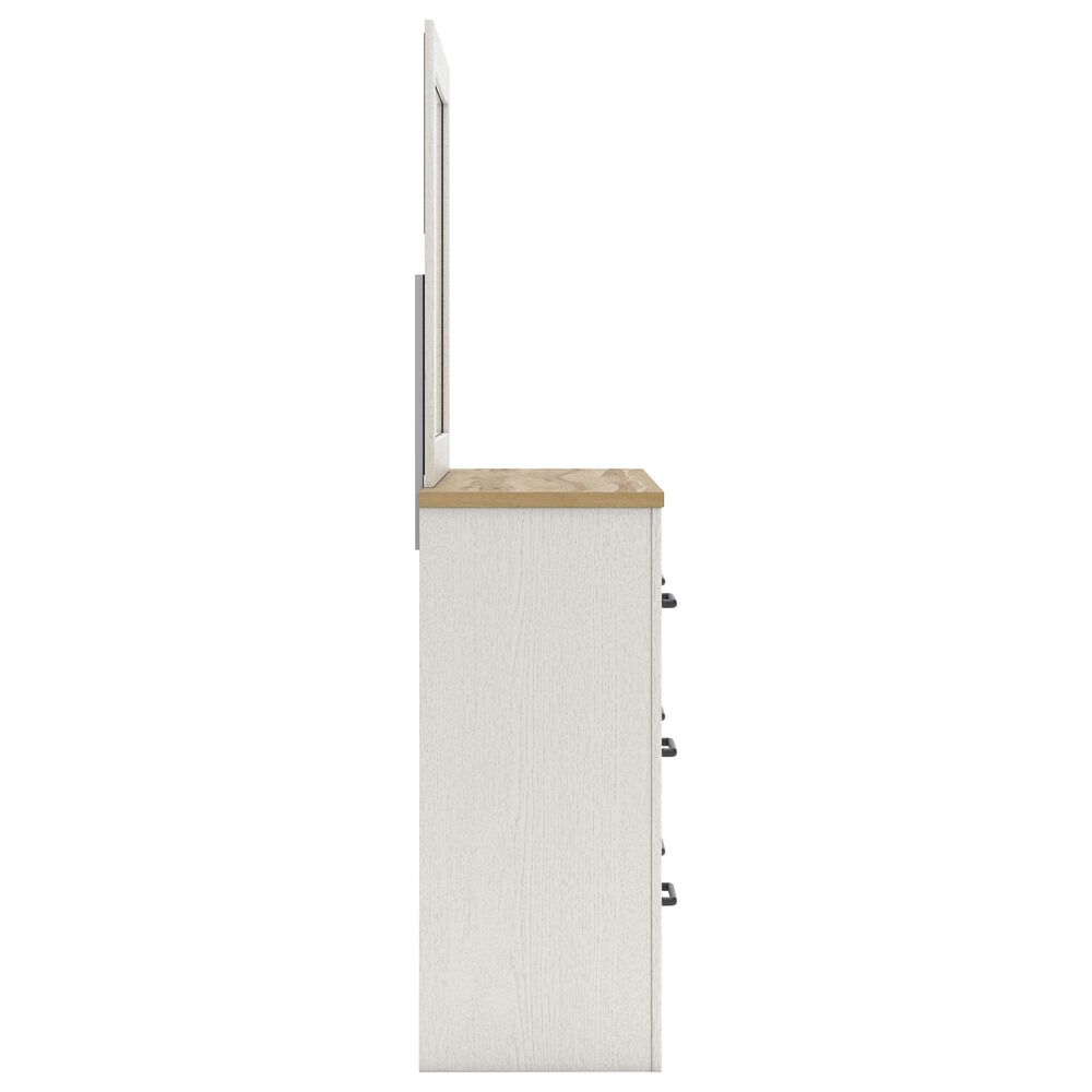 Ashley Linnocreek Dresser and Mirror in White and Warm Brown, , large