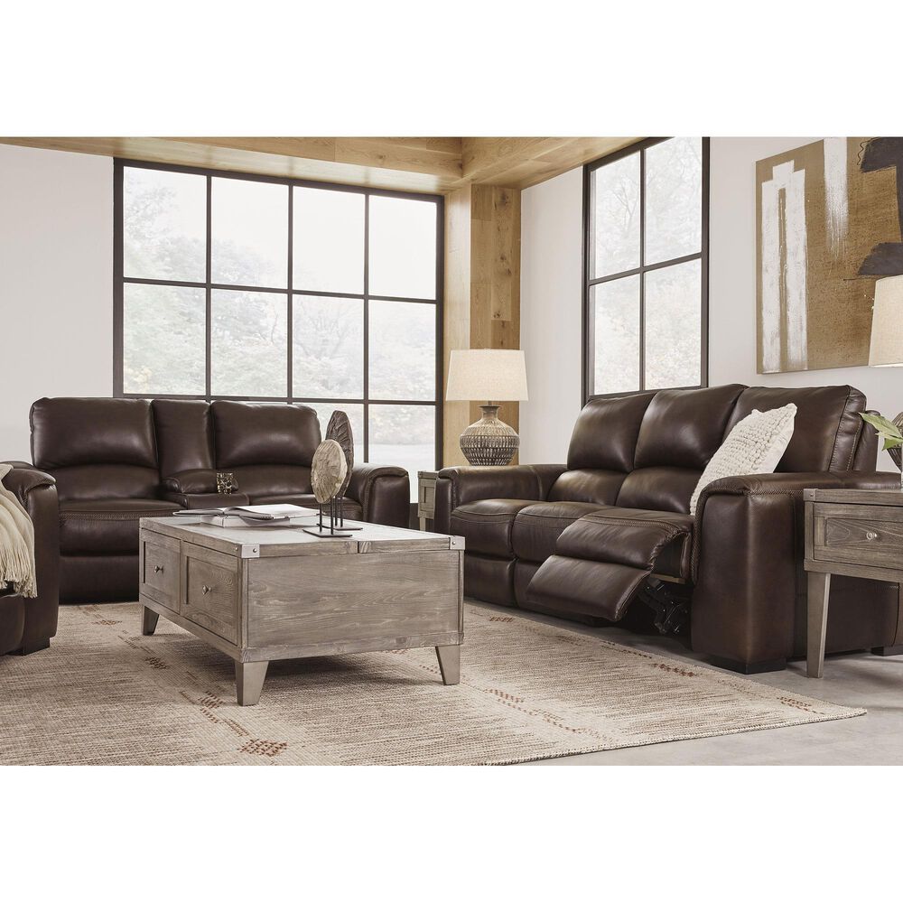 Ashley Alessandro Power Reclining Console Loveseat in Walnut, , large