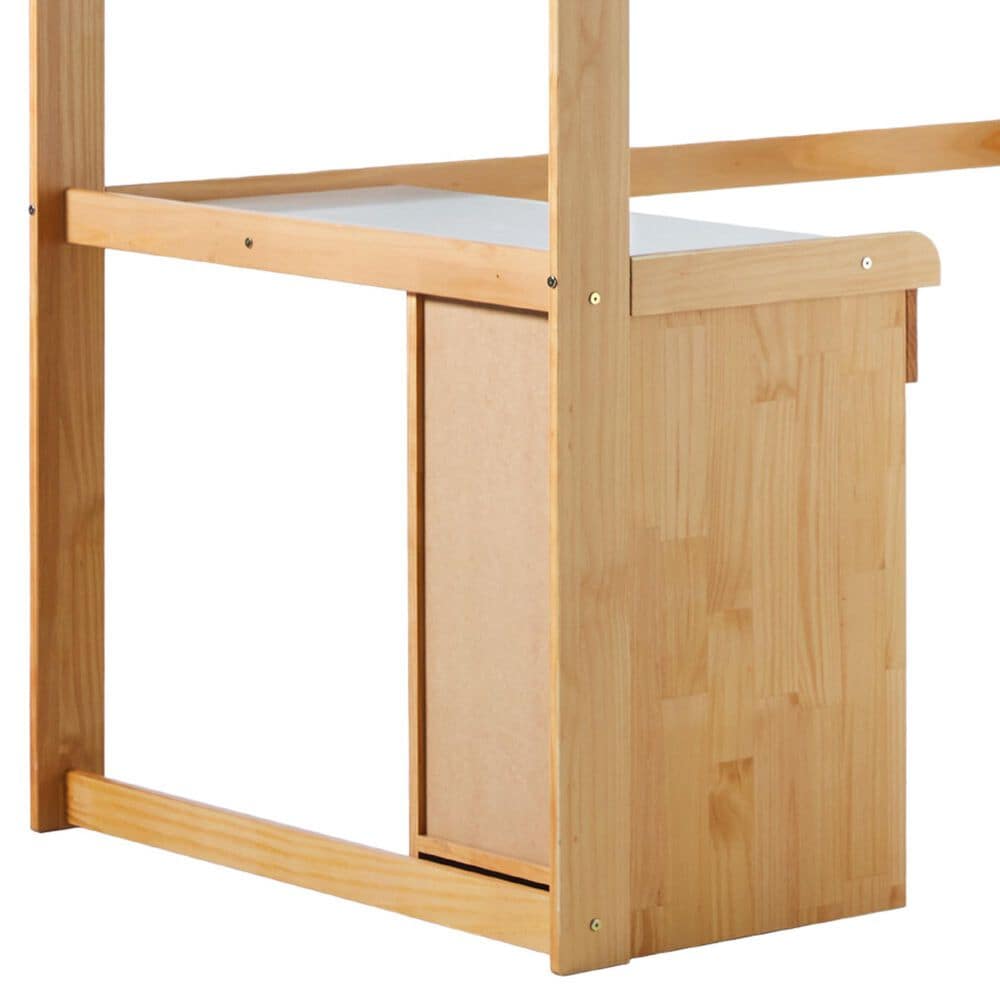 Walker Edison Adyn Twin Loft Bunk Bed with Desk in Natural Pine, , large