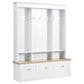 HOMLUX 9-Hook Hall Tree with 3-Cabinet in White and Natural, , large