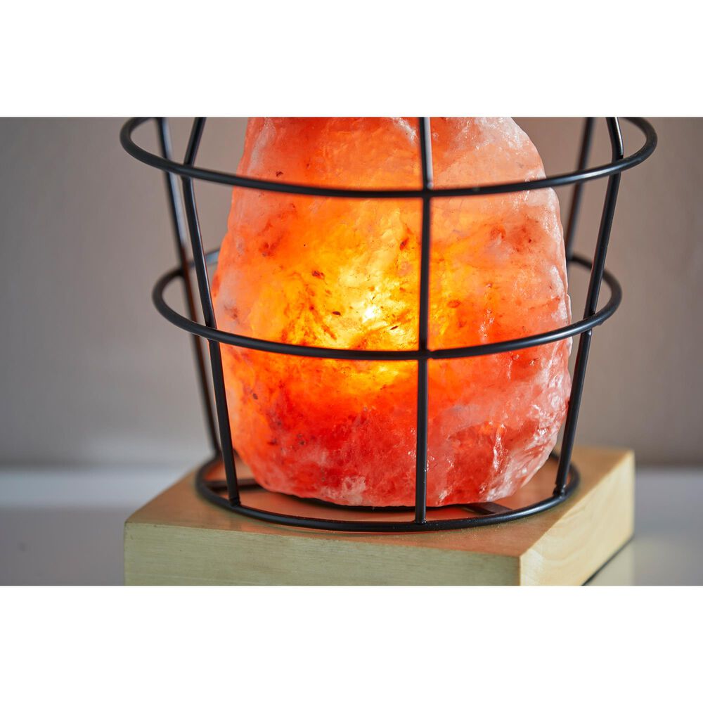 Adesso Faith Himalayan Salt Table Lamp in Black/Pink/Natural Wood, , large