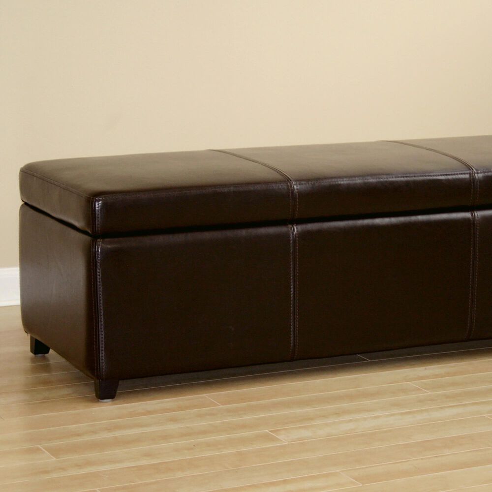 Baxton Studio Bench Storage Ottoman in Dark Brown, , large
