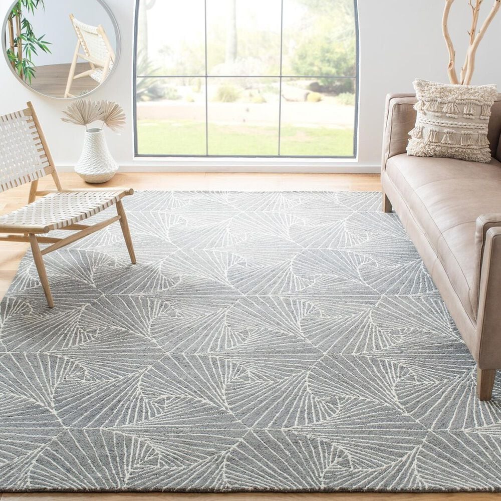 Safavieh Micro-Loop Geometric 8&#39; x 10&#39; Grey and Ivory Area Rug, , large