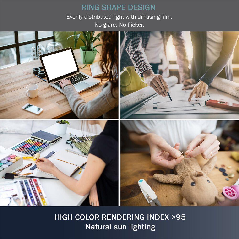 Timberlake Swing Arm Architect Desk Lamp with LED Ring Light in White, , large