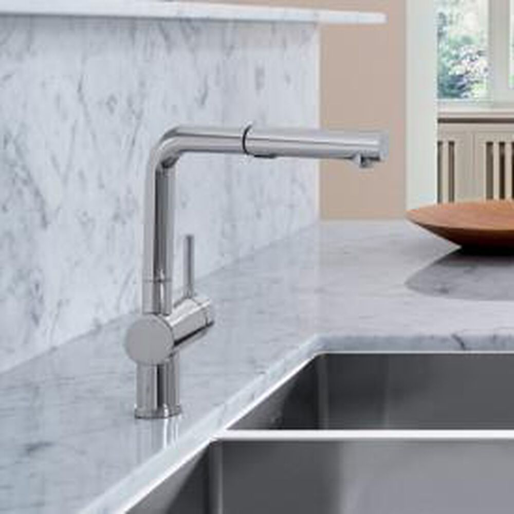 Blanco Linus 1.5 GPM Low-Arc Pull-Out Kitchen Faucet in Chrome, , large