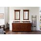 James Martin Vanities Brookfield 72" Double Bathroom Vanity in Warm Cherry with 3 cm Carrara White Marble Top and Rectangle Sink, , large
