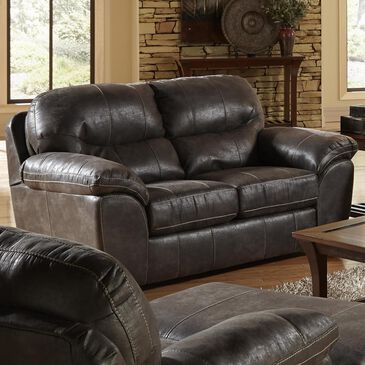 Catnapper Grant Bonded Leather Loveseat in Steel, , large