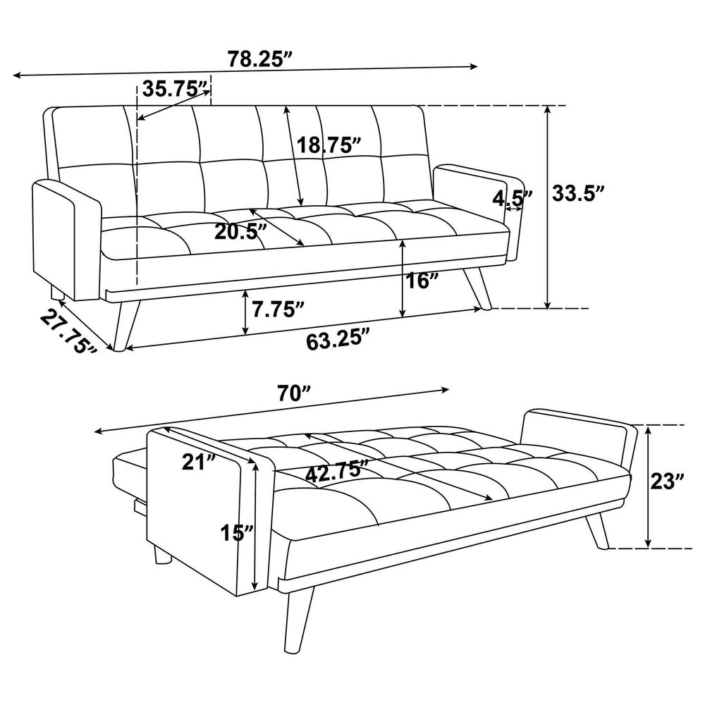 Pacific Landing Kourtney Push Back Convertible Sofa Bed in Sage Green, , large