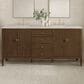 James Martin Vanities Myrrin 72" Double Vanity in Mid-Century Walnut with 3 cm Eternal Jasmine Pearl Quartz Top, , large