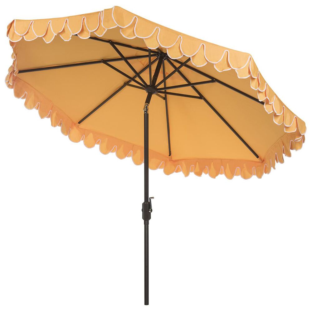 Safavieh Elegant Valance 9 ft. Auto Tilt Umbrella in Yellow and White, , large