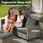 HOMLUX HOMLUX 5-Piece Outdoor Wicker Patio Furniture Set, High Back Rattan Sofa with Chairs, Ottomans & Cushions in Black, , large