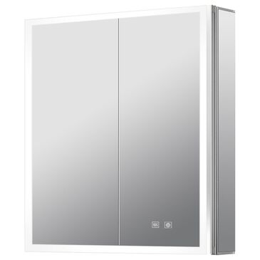 Lexora Home Mesa 24" x 28" LED Mirror Medicine Cabinet with Defogger in Aluminium, , large