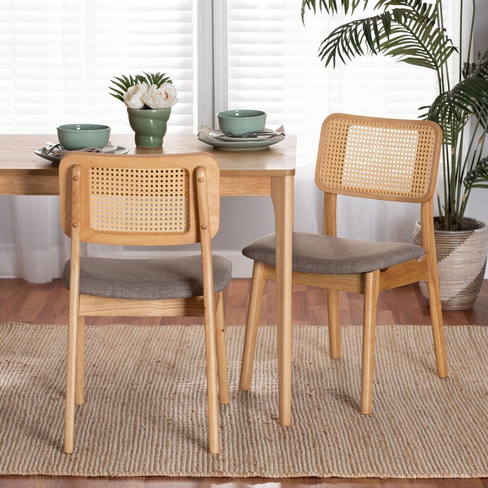 Baxton Studio Dannon Side Chair in Natural Oak and Light Brown (Set of 2), , large
