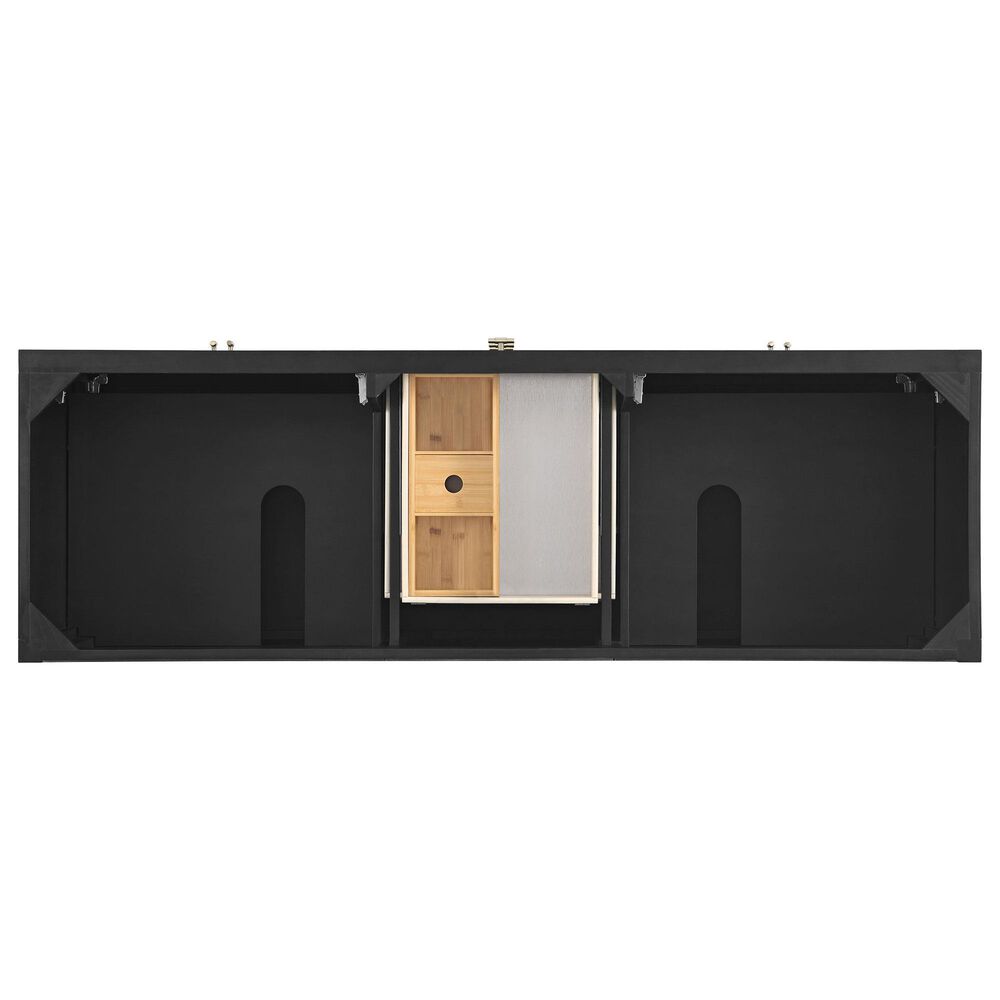 James Martin Vanities Myrrin 72" Double Bathroom Vanity in Carbon Oak with 3 cm Eternal Jasmine Pearl Silestone Top, Rectangular Sinks and FreePower Wireless Charger, , large