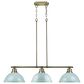 Golden Lighting Duncan 3-Light Pendant with Seafoam Shade in Aged Brass, , large
