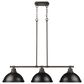 Golden Lighting Duncan 3-Light Pendant with Matte Black Shade in Rubbed Bronze, , large