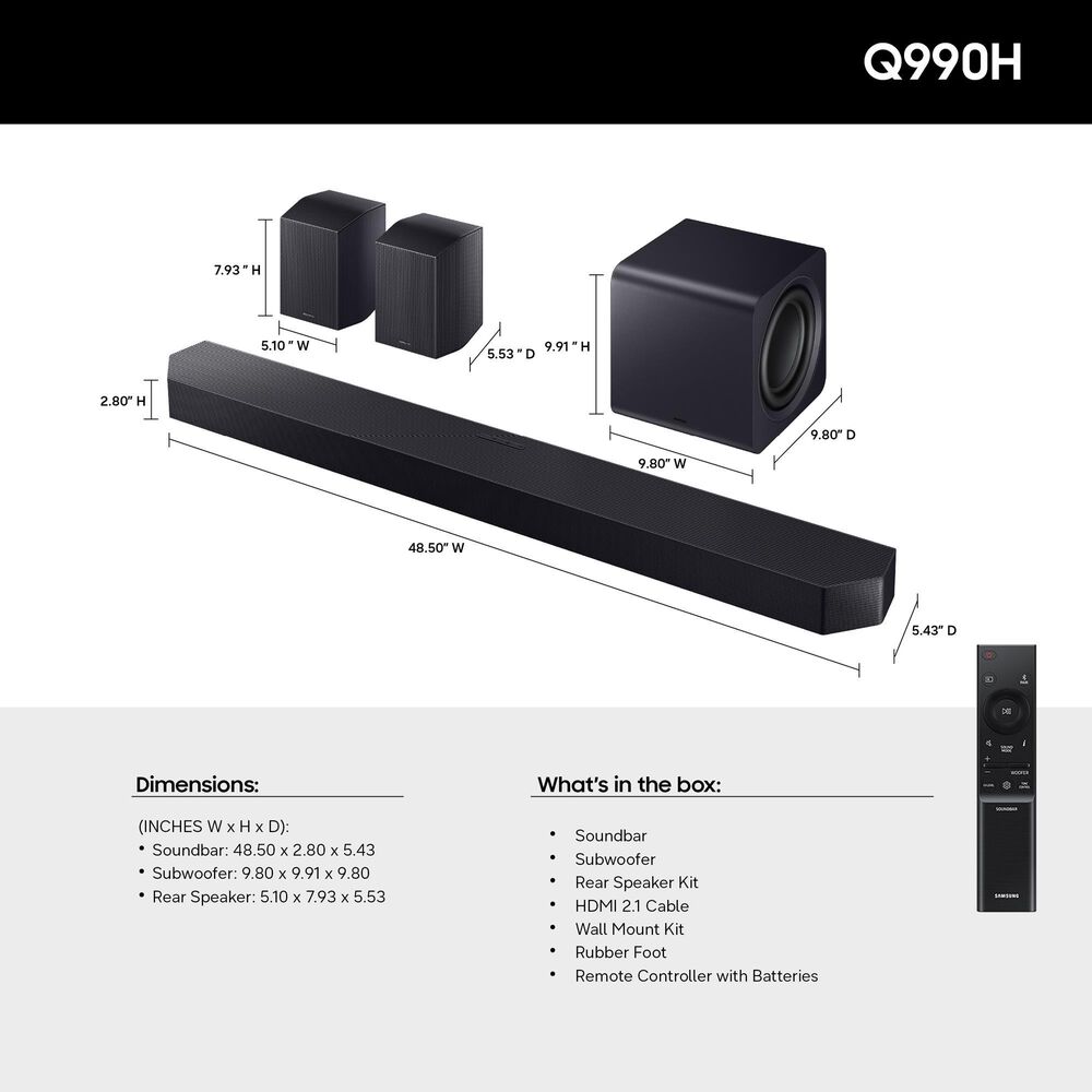 Samsung 100" Class QN80H Series Neo QLED Mini LED 4K UHD Vision AI - Smart Tizen TV with Q-Series 11.1.4 Channel Soundbar System in Titan Black, , large