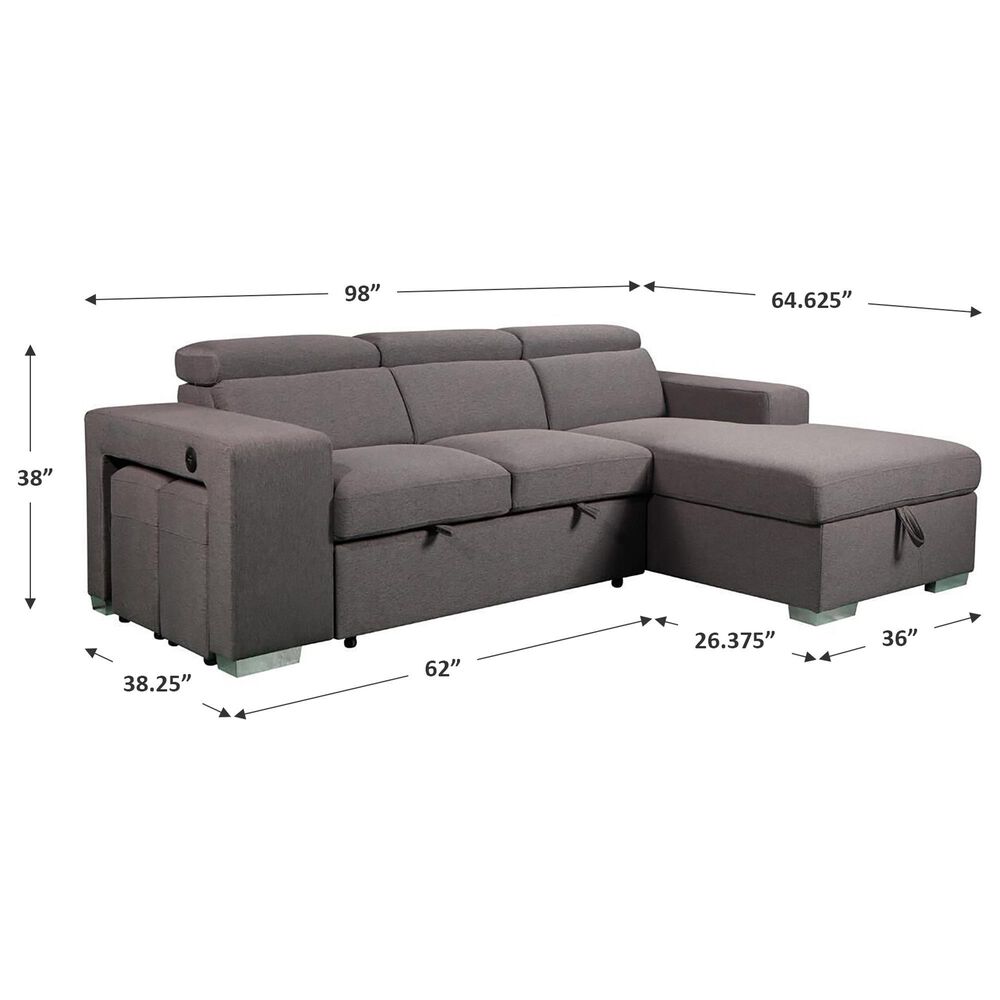 Amalfi Home Furniture Positano 2-Piece Sleeper Sectional in Urban Pepper, , large