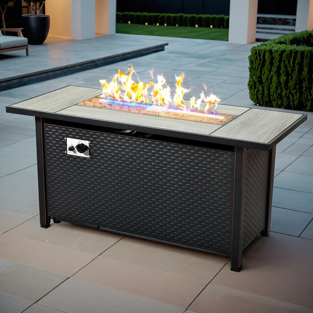 HOMLUX 54" Outdoor Propane Fire Pit Table in Black, , large