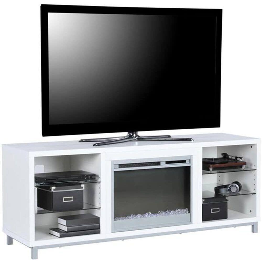 DHP Lumina Deluxe 65&quot; TV Stand with Fireplace in White Plaster, , large