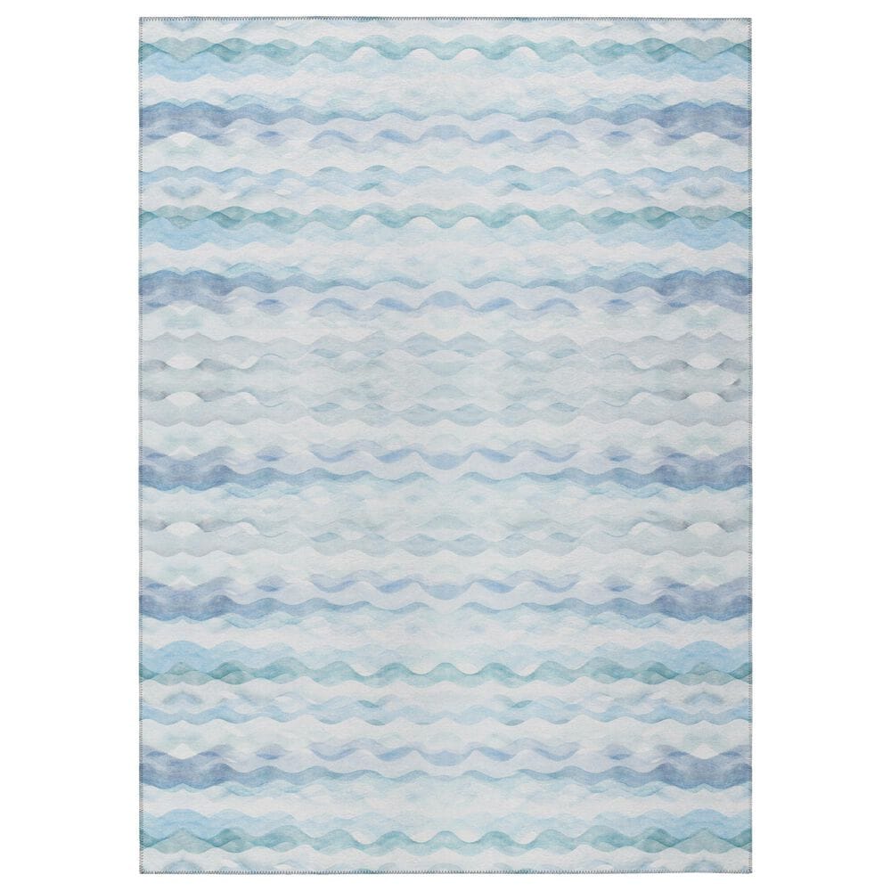 Dalyn Rug Company Seabreeze Chevron 8" Round Denim Area Rug, , large