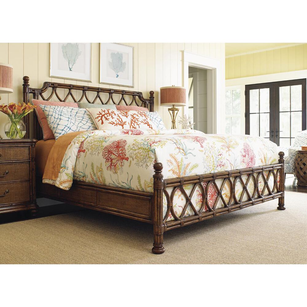 Tommy Bahama Home Bali Hai Island Breeze Rattan King Bed in Warm Brown, , large
