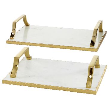 Maple and Jade Glam Tray in White and Gold (Set of 2), , large