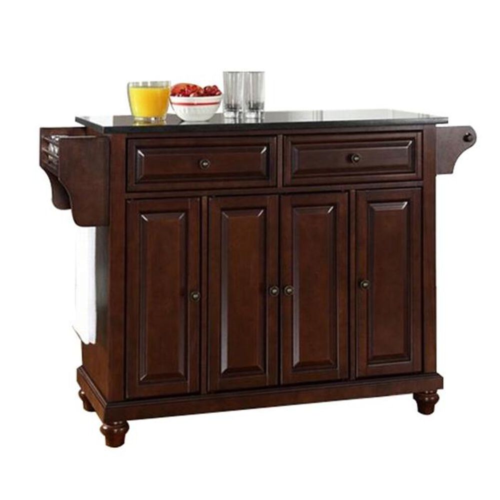 Crosley Furniture Cambridge Solid Black Granite Top Kitchen Island in Vintage Mahogany, , large