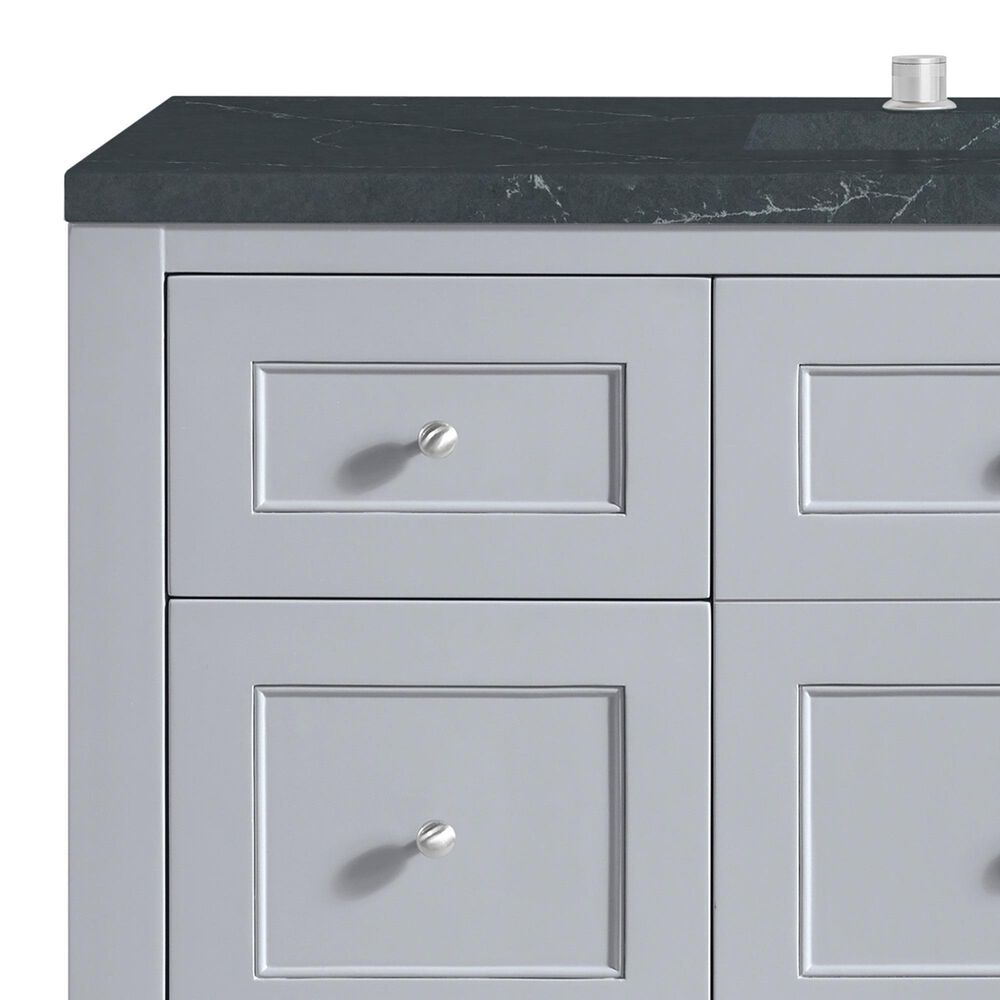 James Martin Vanities Breckenridge 48&quot; Single Bathroom Vanity in Serenity Blue with 3 cm Charcoal Soapstone Quartz Top and Rectangular Sink, , large