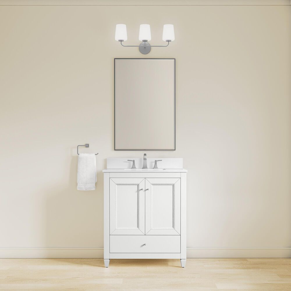 37B Claudine 30" Single Bathroom Vanity in Bright White with Glossy White Composite Stone Top and Backsplash, , large